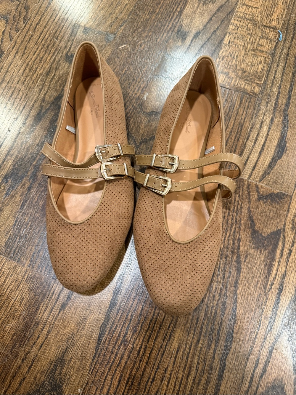 Taupe Double Strap Ballet Flats